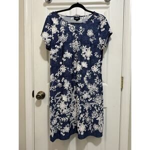Tacera Blue Dress w/ White Embroidery - Size PL